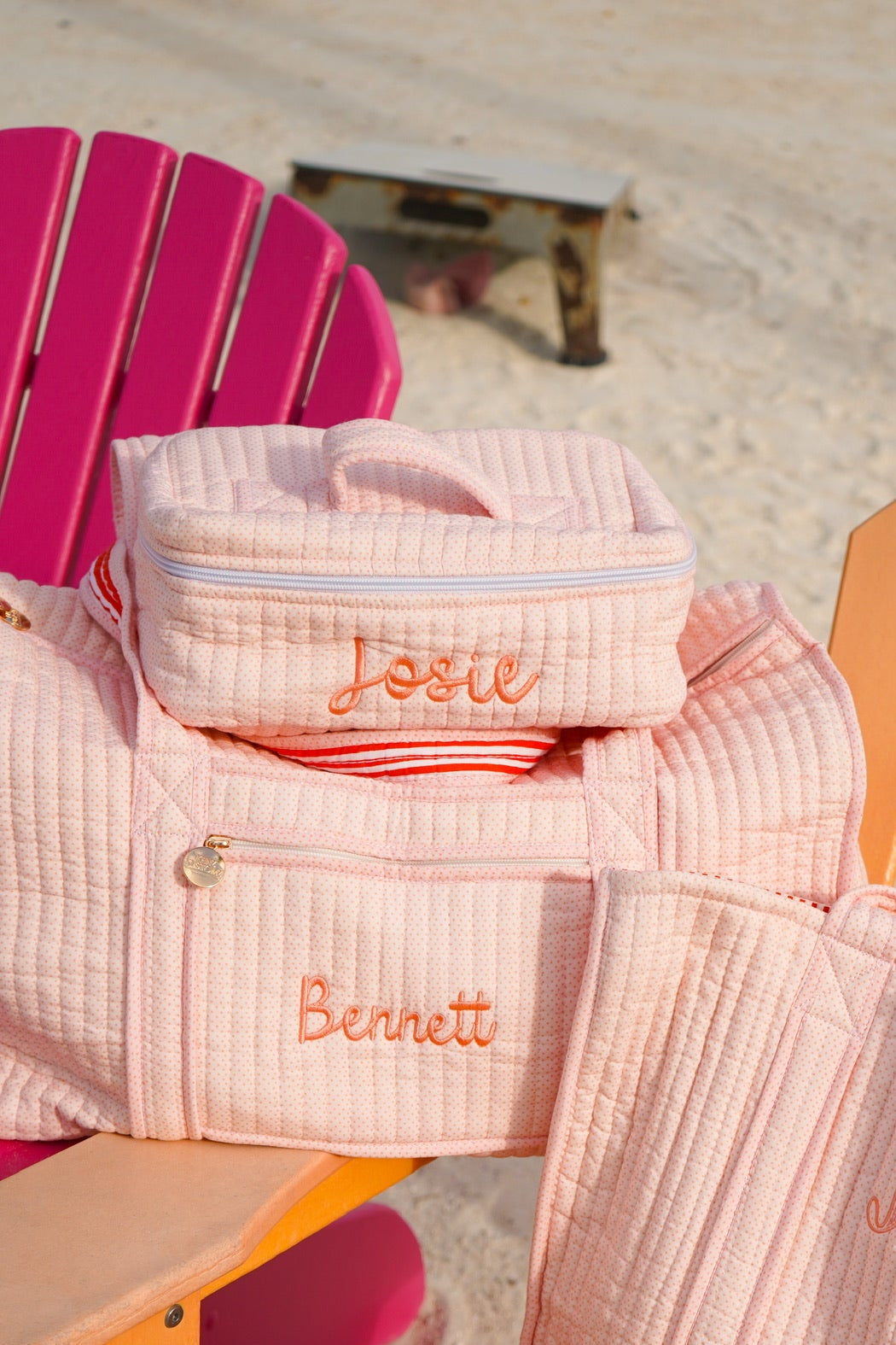 Quilted Block-Print Duffel Bag