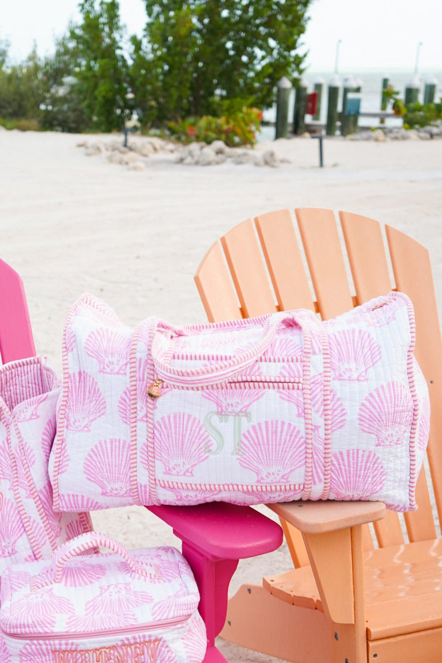 Quilted Block-Print Duffel Bag