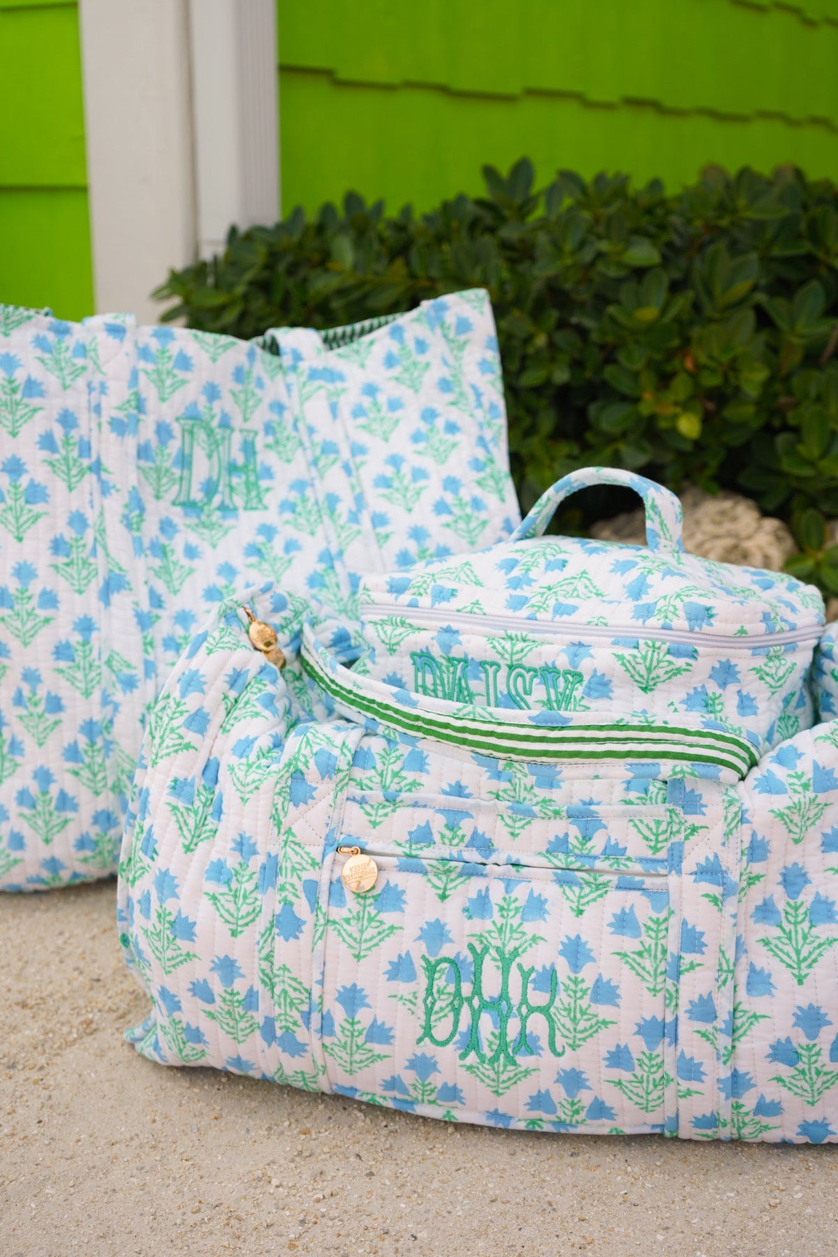Quilted Block-Print Duffel Bag