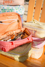 Quilted Block-Print Makeup Bag