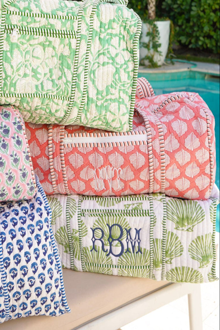 Quilted Block-Print Duffel Bag