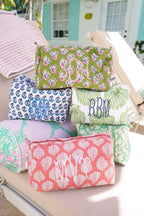 Quilted Block-Print Makeup Bag