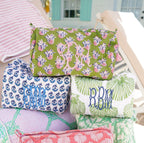 Quilted Block-Print Makeup Bag