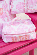 Quilted Block-Print Makeup Bag