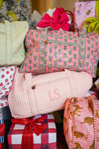 Quilted Block-Print Duffel Bag