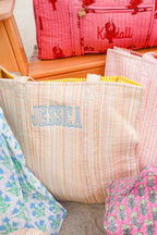 Quilted Block-Print Tote Bag