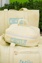 Quilted Block-Print Makeup Bag