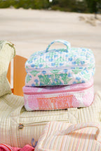 Quilted Block-Print Makeup Bag