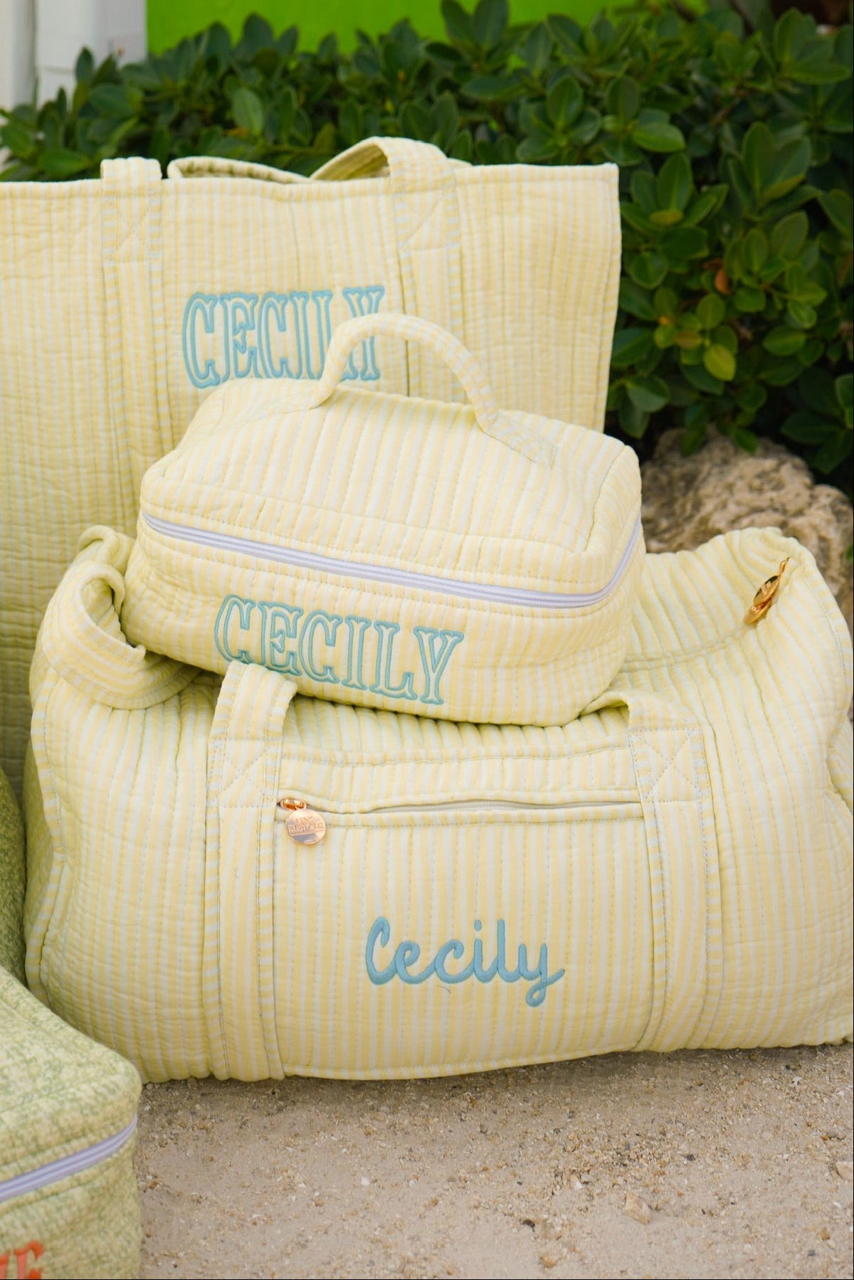 Quilted Block-Print Duffel Bag