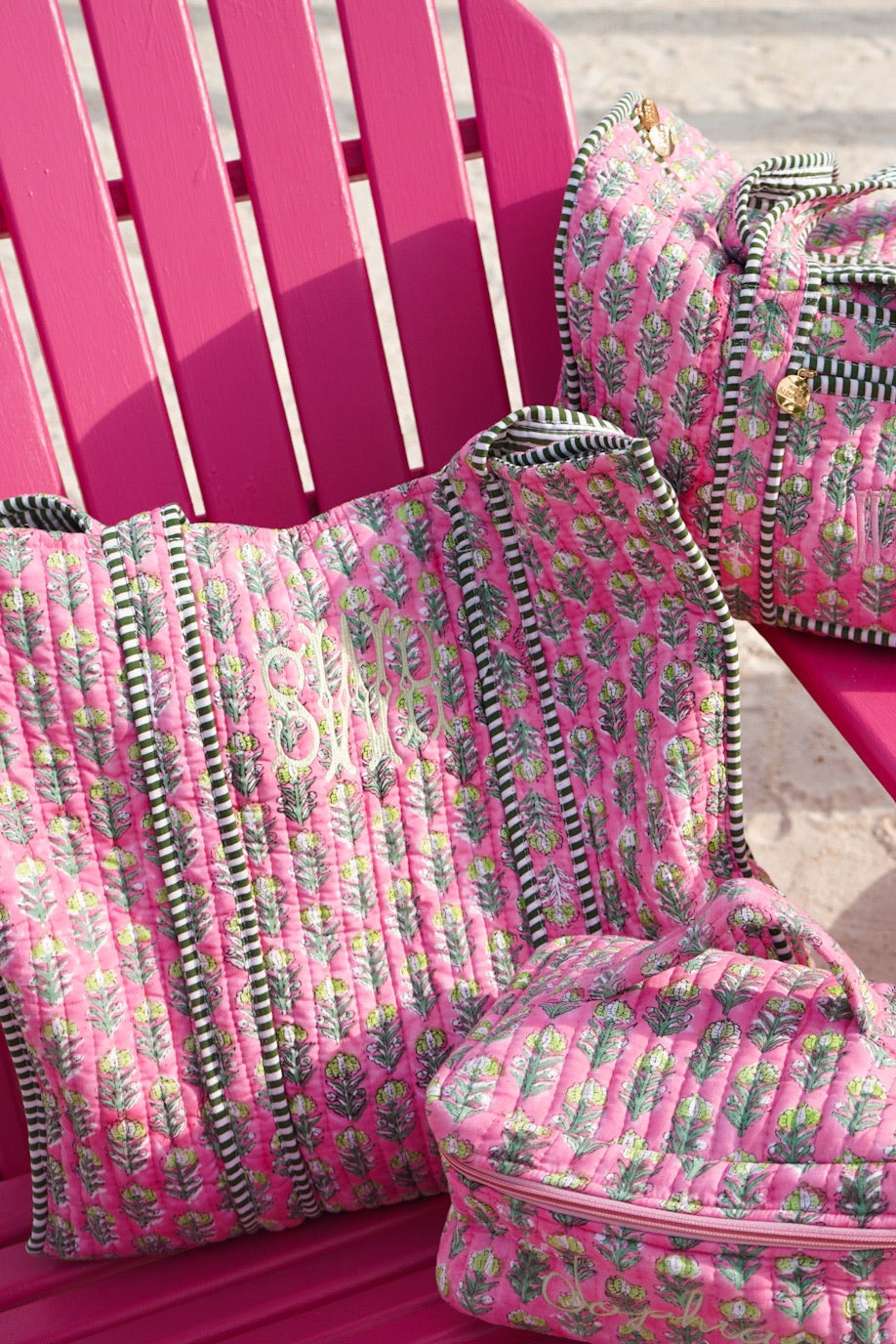 Quilted Block-Print Tote Bag