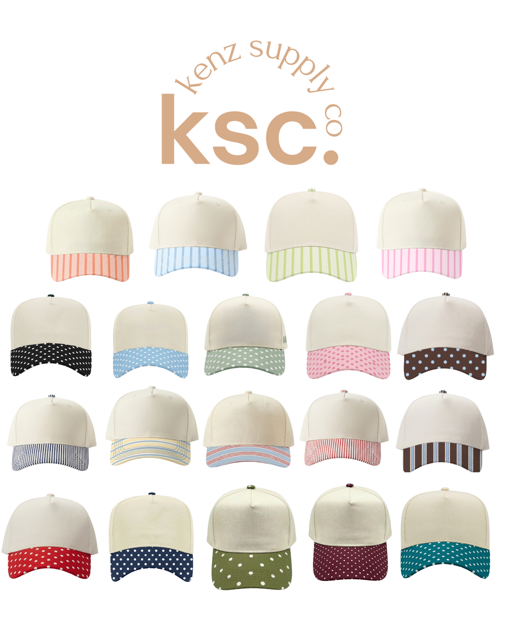 Canvas Hat - Specialty Bill Prints Polka Dots & Stripes | Vintage Trucker Cap