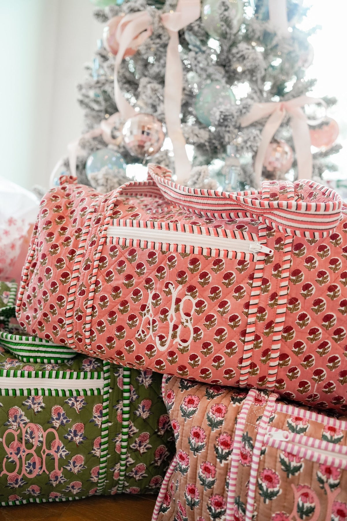 Quilted Block-Print Duffel Bag