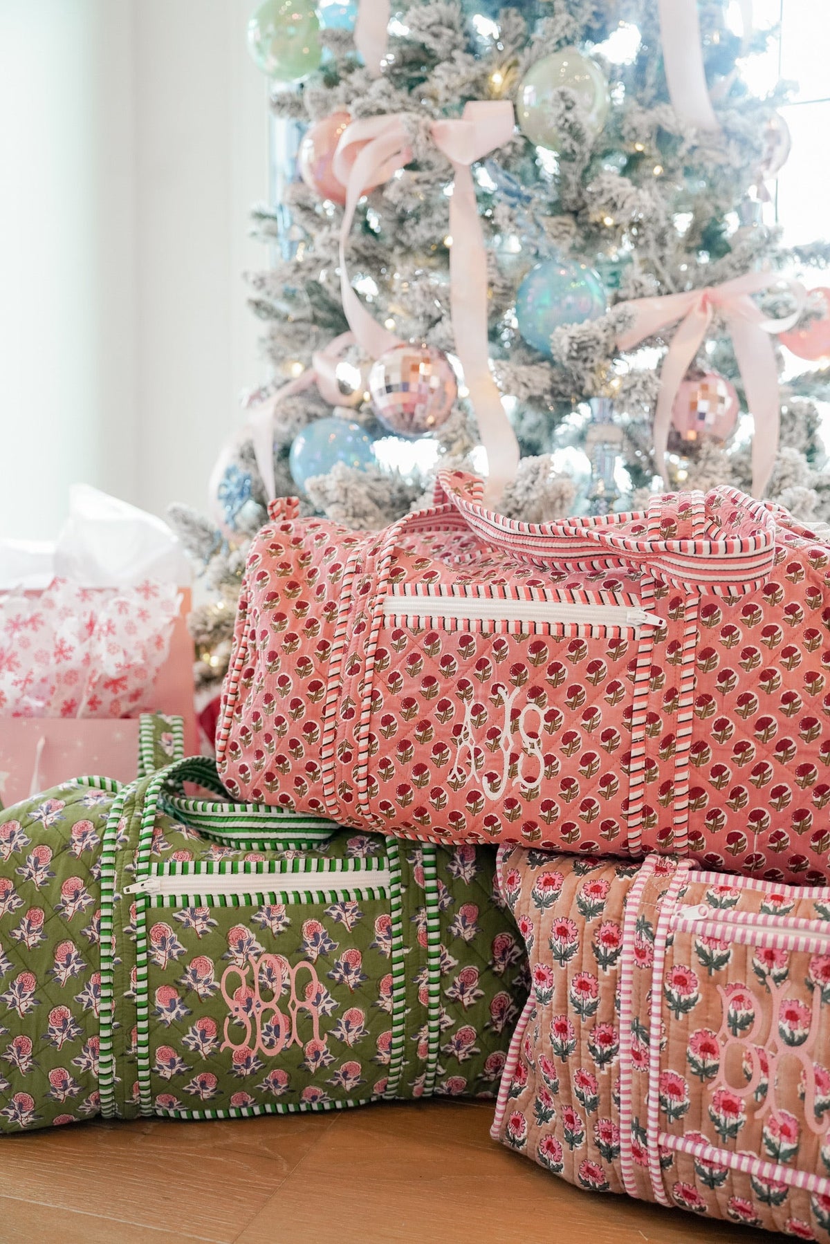 Quilted Block-Print Duffel Bag