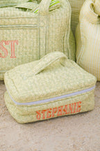 Quilted Block-Print Makeup Bag