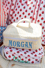 Quilted Block-Print Makeup Bag