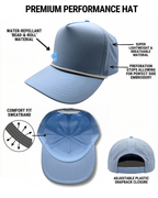 Premium Athletic 5 Panel Rope Hat | Performance Fabric Hat