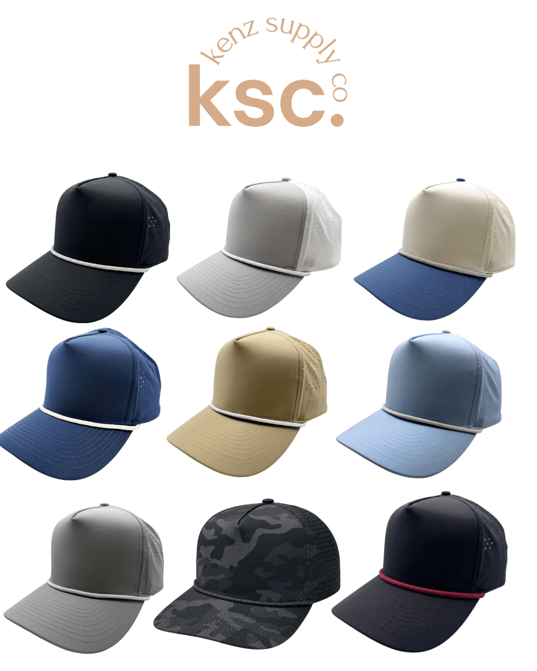 Premium Athletic 5 Panel Rope Hat | Performance Fabric Hat