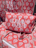 Quilted Block-Print Makeup Bag