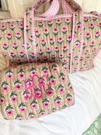 Quilted Block-Print Duffel Bag