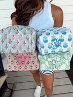 Quilted Block-Print Makeup Bag