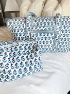 Quilted Block-Print Makeup Bag