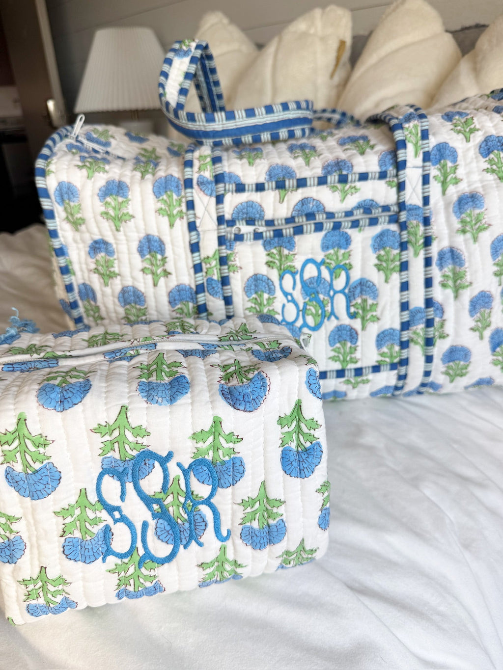 Quilted Block-Print Duffel Bag