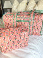 Quilted Block-Print Makeup Bag