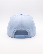 Baby Blue with White Rope athletic 5 panel rope cap, back view