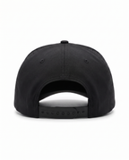 Black with White Rope athletic 5 panel rope cap, back view