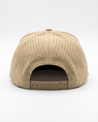 Khaki with White Rope athletic 5 panel rope cap, back view