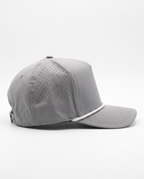 Light Grey with White Rope athletic 5 panel rope cap, right view