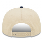 Cotton Canvas Hat specialty printed bill, Blue Toile, back view, khaki canvas crown with khaki snapback strap