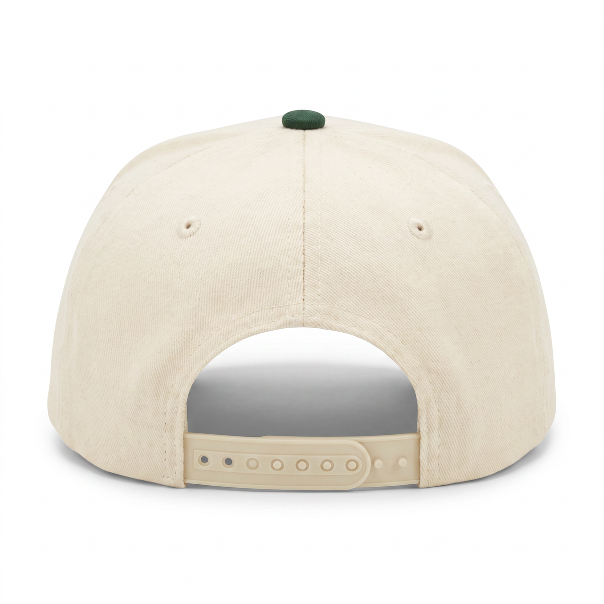 Cotton Canvas Hat specialty printed bill, Green Toile, back view, khaki canvas crown with khaki snapback strap