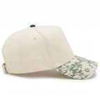 Cotton Canvas Hat specialty printed bill, Green Toile, right side view, khaki canvas crown with khaki snapback strap