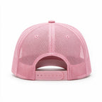 Cotton Canvas Hat specialty print, Pink Mesh, back view, pink mesh rear panels and pink snapback strap