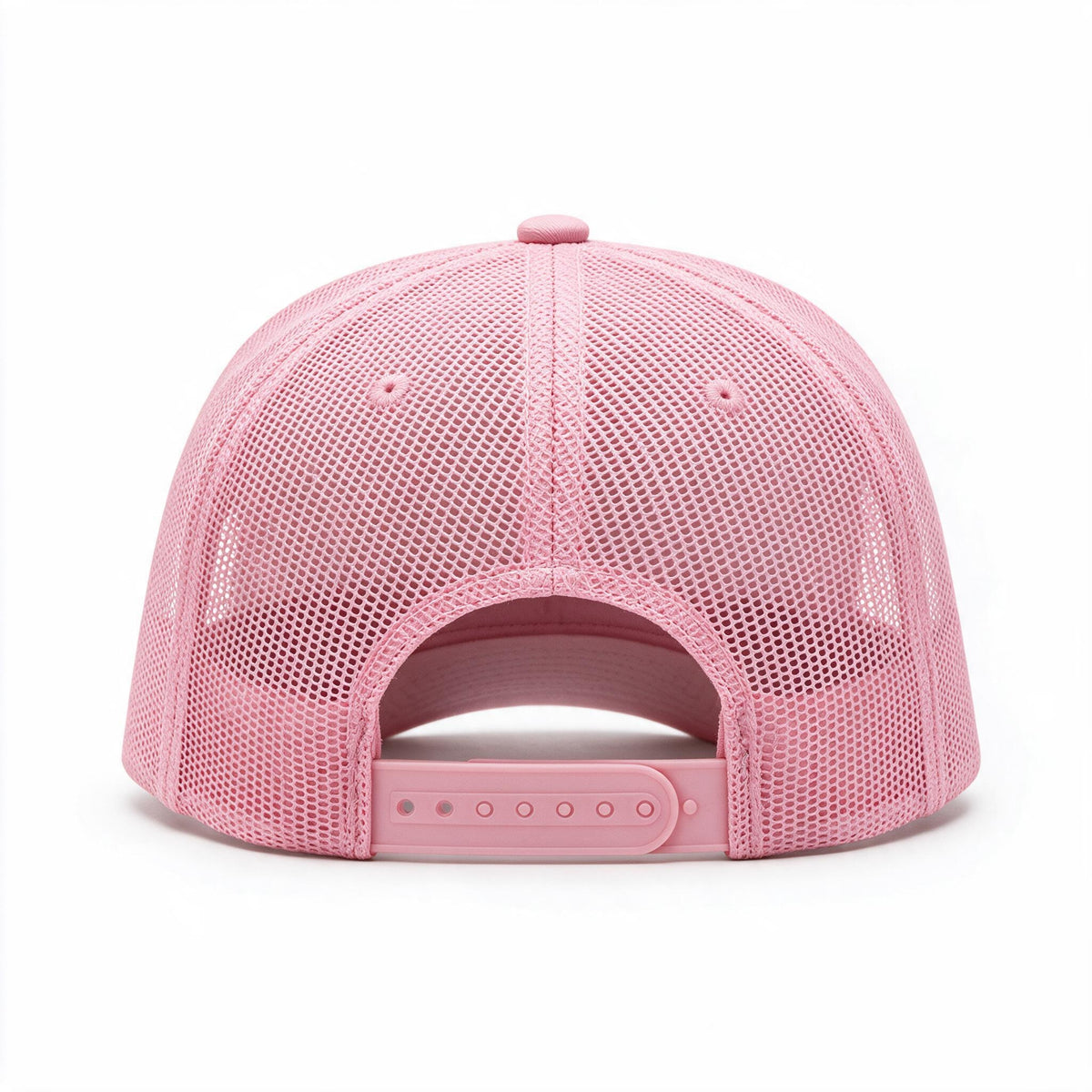 Cotton Canvas Hat specialty print, Pink Mesh, back view, pink mesh rear panels and pink snapback strap
